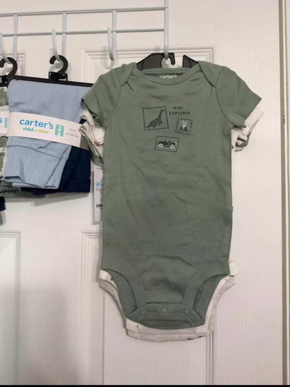 Carter's Blue, Gray & Green Dinosaur Bodysuit Set (15 Pieces)